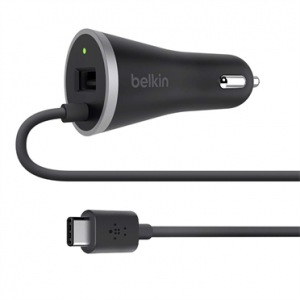 Obrzok BELKIN USB-C Car Charger with Hardwired USB-C Cable and USB-A Port - F7U006bt04-BLK