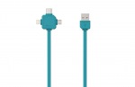 Obrzok produktu PowerCube USBcable USB-C CABLE,  Blue,  multi-vidlice (MicroUSB,  Apple Lithning,  USB-C),