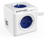 Obrzok produktu Zsuvka prodlu. PowerCube EXTENDED USB,  Blue,  4 rozboka,  2x USB,  kabel 1, 5m