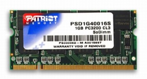 Obrzok Patriot, 400Mhz, 1GB, SO-DIMM DDR ram - PSD1G40016S