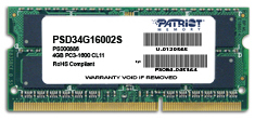 Obrzok Patriot SO-DIMM 4GB DDR3 - PSD34G16002S