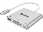 Obrzok produktu Sandberg mini repliktor portov USB-C - VGA+USB,  strieborn