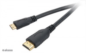 Obrzok AKASA - mini HDMI na HDMI kabel s Ethernet 1 - AK-CBHD07-15BK