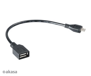 Obrzok AKASA - USB kabel OTG - mikro USBna USB - 15 cm - AK-CBUB25-15BK