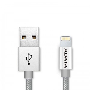 Obrzok ADATA Lightning kabel MFi kovov stbrn - AMFIAL-100CMK-CSV