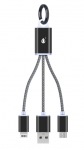 Obrzok produktu Nabjec kabel PLUS 2v1 Micro USB + iPhone Lightning,  pvek na kle,  (8047),  ern