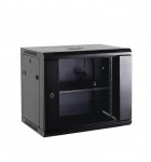 Obrzok produktu Netrack wall / hanging cabinet 19  , 12U / 600 mm, glass door, black, remov. side pan.