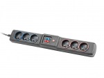 Obrzok produktu Natec Surge protector 6 sockets (IEC CONNECTOR) 1.5m,  black