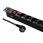 Obrzok produktu Surge protector Qoltec for RACK 19   | 16A | 1U | PDU | 6xSCHUKO | 2m