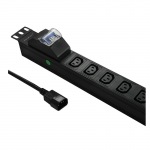 Obrzok produktu Surge protector CB Qoltec for RACK 19   | 1U | 10A | PDU | 8xIEC C13 | 2m