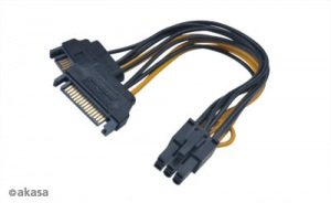 Obrzok Akasa AK-CBPW13-15 2xSATA power to 6pin PCIe adapter cable - AK-CBPW13-15