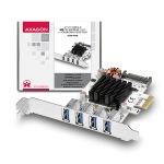 Obrzok produktu AXAGON PCEU-43VQ,  HQ PCIe adapter 4x USB3.0,  UASP,  nabjen 3.8A,  VIA + LP