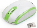Gembird MUSW-105-G, bezdrôtová, optická myš,1200dpi, Nano USB prijímač, bielo-zelená | komfortná myš s inteligentnou technológiou pre úsporu energie Obrázok produktu Gembird MUSW-105-G, bezdrôtová, optická myš,1200dpi, Nano USB prijímač, bielo-zelená
