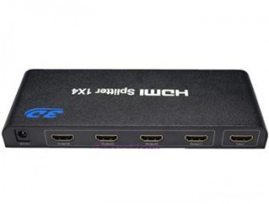 Obrzok PremiumCord HDMI splitter 1-4 port kovov s napjecm adaptrem - khsplit4b