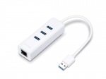Obrzok produktu TP-Link UE330 USB 3.0 to Gigabit ethernet RJ45 10 / 100 / 1000Mbps,  3x USB hub