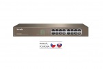 Obrzok produktu Tenda TEG1016D - 16x Gigabit Switch,  Fanless-bez ventiltor,  Rackmount,  ochrana proti 