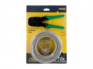 Obrzok tovaru 4World Patch kabel 25m Gray + klet + 10ks RJ45 - 04426