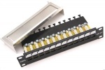 OEM 10" patch panel 12port Cat6, UTP, blok UNI-110, vyväz. lišta, 1U, černy | Obrázok produktu OEM 10" patch panel 12port Cat6, UTP, blok UNI-110, vyväz. lišta, 1U, černy