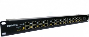 Obrzok Patch panel s aktvnym POE 802.3af Cat.5 - POE-PAN12-GB