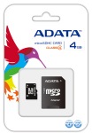 Obrzok produktu ADATA micro SDHC karta 4GB Class 4 + adaptr SDHC