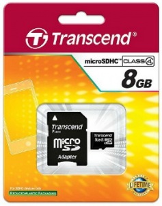 Obrzok Transcend Micro SDHC karta 8GB Class 4  - TS8GUSDHC4