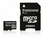 Obrzok produktu Transcend microSDHC karta, 8GB, adaptr SD