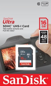 Obrzok SanDisk Ultra pamov karta SDHC itanie: a 48MB  - SDSDUNB-016G-GN3IN