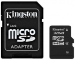 Obrzok produktu Kingston Micro SDHC karta 32GB Class 4 + adaptr