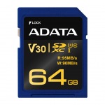 Obrzok produktu ADATA Premier Pre SDXC UHS-I U3 Class 10 64GB (tanie 95MB / s,  zpis 90MB / s)