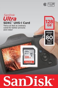 Obrzok SanDisk Ultra pamov karta SDXC 128GB itanie: a 80MB  - SDSDUNC-128G-GN6IN