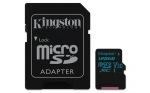 Obrzok produktu 128 GB . microSDXC karta Kingston Class U3 UHS-I V30 (r90MB / s,  w45MB / s) + adaptr