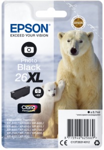 Obrzok Epson Singlepack Photo Black 26XL Claria Prem Ink - C13T26314012