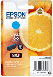 Obrzok Epson Singlepack Cyan 33 Claria Premium Ink - C13T33424012