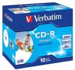 Obrzok produktu Verbatim mdium CD-R, 700MB, 52x, 10ks, jewel case, printable