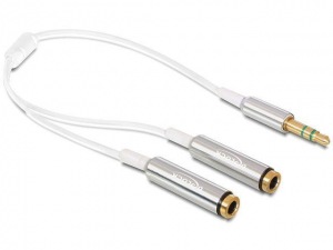 Obrzok Delock kbel audio stereo jack (M) 3.5 mm> 2xStereo jack (F) 3pinov 25cm - 