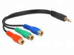 Obrzok produktu Delock kabel 3 x RCA samica > Stereo jack 3.5mm 4pin samec,  dka 24cm,  ierny