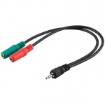 Obrázok produktu Manhattan audio stereo kábel / adapter 1 x jack 3.5mm 4-pin na 2 x jack 3.5mm