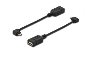 Obrzok ASSMANN USB 2.0 HighSpeed OTG Adapter Cable microUSB B angled M  - AK-300313-002-S