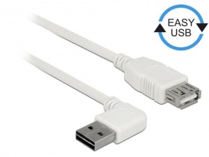 Obrzok Delock Cable USB AM-AF 2.0 1m White Angled Left  - 