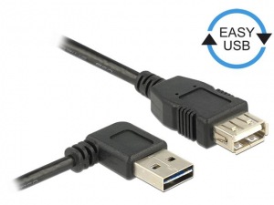 Obrzok Delock Cable USB AM-AF 2.0 0.5m Black Angled Left  - 