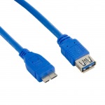 Obrzok produktu 4World kbel USB 3.0, A female na Micro B male, 1m, modr