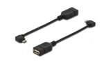 Obrzok produktu ASSMANN USB 2.0 HighSpeed OTG Adapter Cable microUSB B angled M / USB A F 0, 15m bl