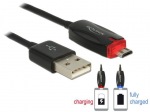 Obrzok produktu Delock kbel dtov a napjac USB 2.0-A samec> Micro USB-B samec LED 1m ierny