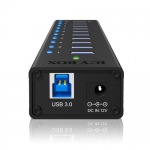 Obrzok produktu IcyBox 10 x Port USB 3.0 Hub with USB charge port,  Black