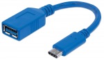 Obrázok produktu Manhattan Kábel USB 3.1 Gen1,  typ-C  /  typ-A M / F 15cm modrý