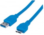 Obrzok produktu Techly SuperSpeed USB 3.0 kbel,  A samec na micro-B samec,  50 cm,  modr
