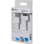 Obrzok produktu Sandberg synchronizan a napjac kbel,  USB > Apple 30pin,  ploch,  15cm,  biely