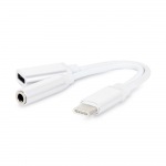 Obrzok produktu Gembird audio adaptr kbel USB-C na 3, 5mm jack + USB-C,  biely