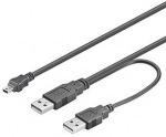 Obrzok produktu kbel USB 2.0, Y kabel 2x USB A(M) - miniUSB 5pinB(M), 1m