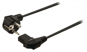 Obrzok Valueline power cable Schuko angled male - IEC-320-C13 angled 2.00 m black - VLEP10020B20